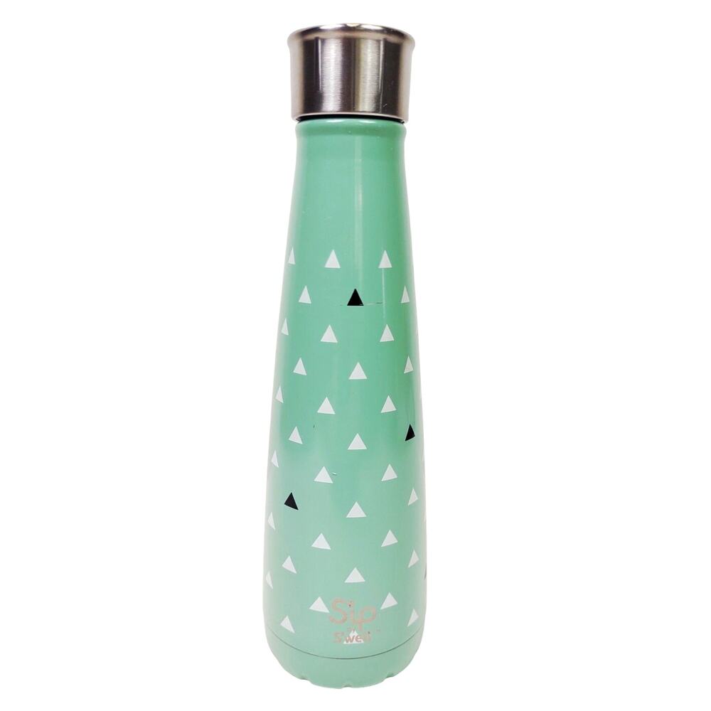 Sip by Swell Insulated Water Bottle Stainless Steel 15 oz Mint Green Triangles